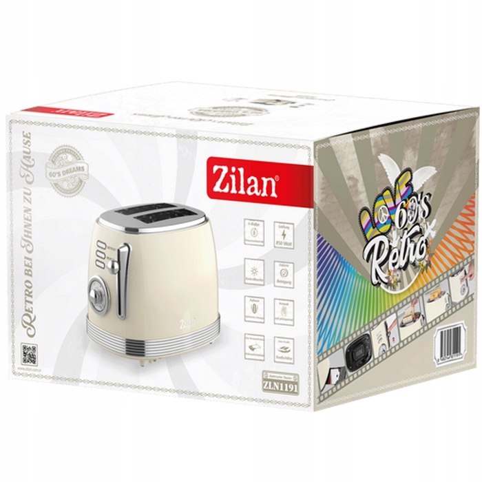 Тостер Zilan Retro, бежевий/коричневий, 850 Вт