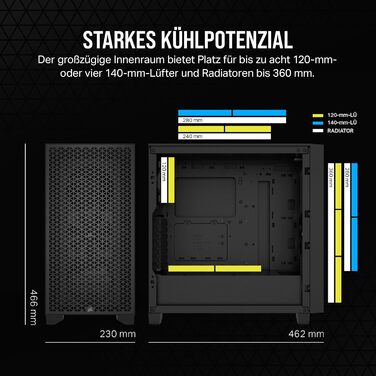 Корпус для ПК CORSAIR 3000D Airflow Mid-Tower з 2 вентиляторами SP120 Elite, підтримка GPU з 4 слотами, чорний