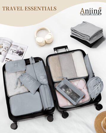 Органайзери для валізи, дорожні аксесуари, водонепроникні мішки для пакування, 10 шт. (Бежевий, сірий)