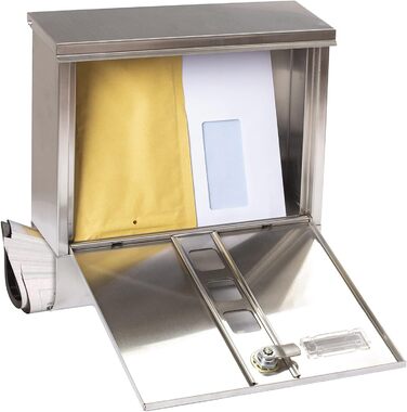 Поштовий ящик ARREGUI Chance E7005 сталевий антрацит з газетницею, розмір M (DIN A4), настінний, з вікном та табличкою для імені