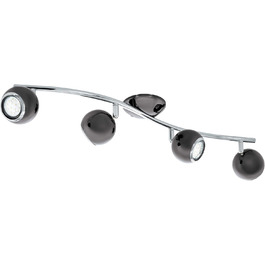 EGLO LED Wall Lamp Bimeda, Wall Light, Metal Wall Spot in Nickel-Nero and Chrome, Living Room Lamp, Spot including GU10 Bulb, Warm White (4-Light Ceiling Light)