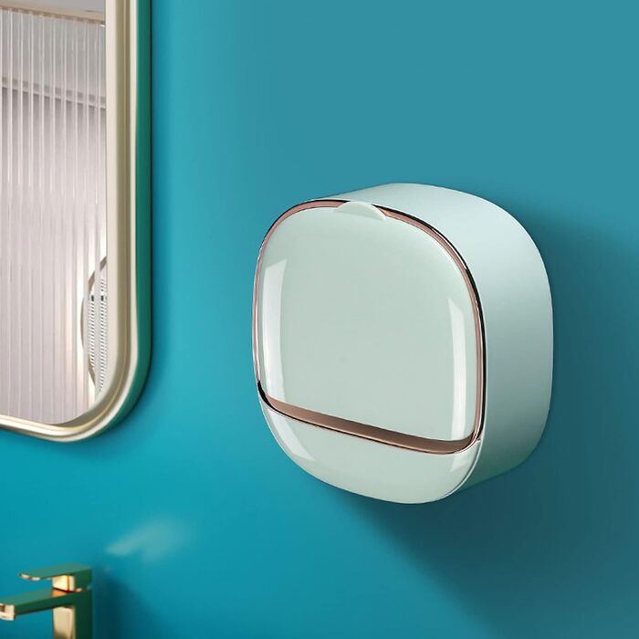 Настінна мильниця Flip-Deckel без свердління з піддоном для стік води, для ванної кімнати та кухні (темно-зелений)