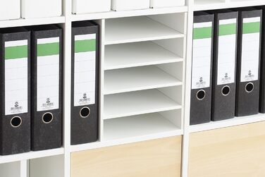 INWONA Kallax Expedit Regal DIN A4 Insert File Folder Paper Shelf Mailbox Sorting Compartment Paper Compartment Storage Document Storage Partition for 5 Single Compartments 25 x 33.5 x 36 cm White