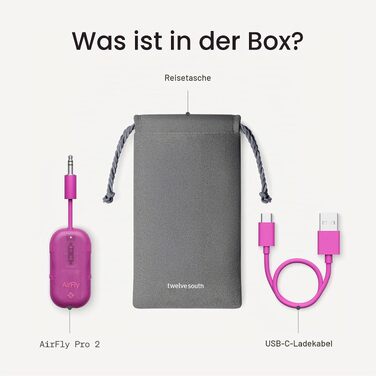 Bluetooth-трансмітер та ресивер Twelve South AirFly Pro 2 для AirPods та навушників, Fuchsia Ice