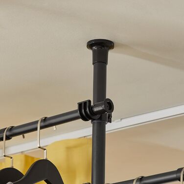 SoBuy KLS03-SCH Clothes Rack Coat Stand with 4 Clothes Rails Telescopic Wardrobe System Adjustable Shelf System black Bra approx. 124-226x200-285cm