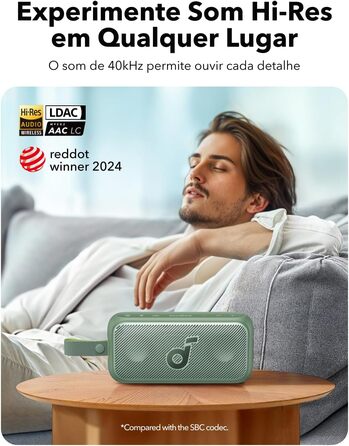 Soundcore Motion 300: Бездроковий портативний Bluetooth-динамік з BassUp, SmartTune, 30W, 13 годин, IPX7, для саду, кемпінгу та подорожей (зелений)