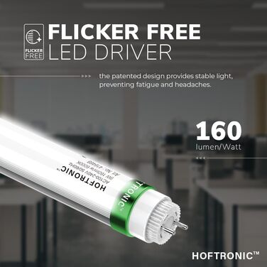HOFTRONIC - LED Damp-Proof Light 150cm Cold White 60W 10500lm Flicker-Free Linkable T8 Workshop Lamp IP65 Waterproof Basin Light Double for Garage, Basement, Office (160lm/W, 6000K)