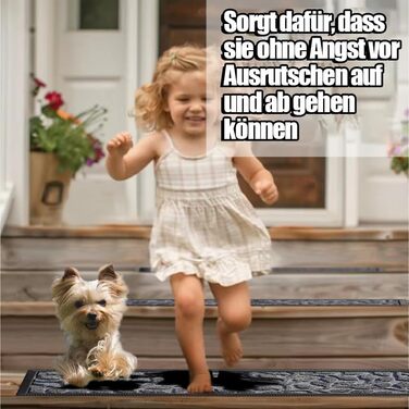 Гумові килимки для сходів Aucuda, 6 шт., 76x22 см, зовнішні, антиковзкі, водостійкі, сірі (листя)