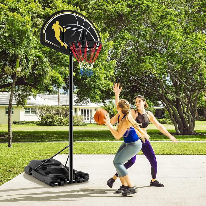 COSTWAY Adjustable Height Basketball Hoop System - Outdoor Mobile Basketball Stand with Wheels & Weight Bag - 130-305cm