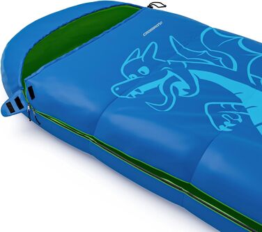 Дитячий спальний мішок Crossroad Akutan Drache 170см - водонепроникний, для кемпінгу, блакитний