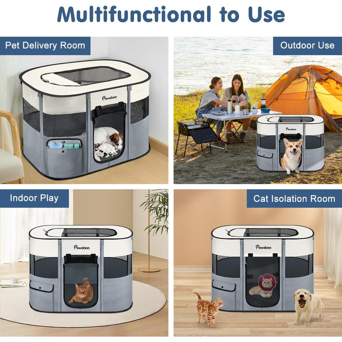 Pawaboo Переносний вольєр для тварин, складаний вольєр для собак з водонепроникного оксфорду, клітка для котів з сумкою, мискою, для цуценят, котів, кроликів, для дому та вулиці, зелений (90x70x60 см)