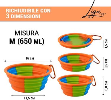 Набір мисок для собак Ligo EBBY (2 шт.) - дорожні, складні, 650 мл, темно-сірий