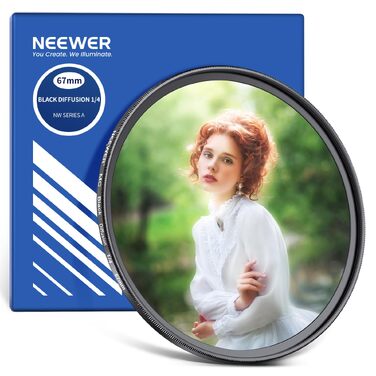 Погібнюючий фільтр NEEWER Black Diffusion 1/4 (67мм) для кінематографічного ефекту туману, ультратонкий м'який фільтр з оптичного скла з нанопокриттям для портретної фотографії