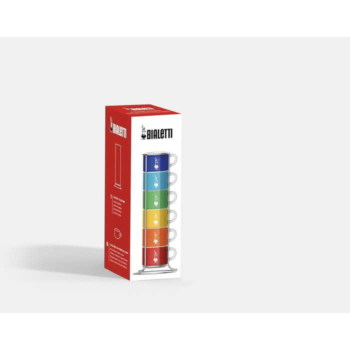 Набір чашок Bialetti Sechs, 7 штук, порцеляна, багатокольорові, 4 чашки