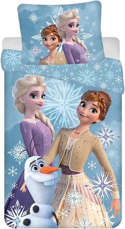 Комплект постільної білизни Disney Frozen: ковдра та подушка з зображенням Ельзи та Анни, 135/140x200 см