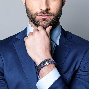 Чоловічий шкіряний браслет з хрестом, розарій, чорний/коричневий, аксесуар для чоловіків та хлопців