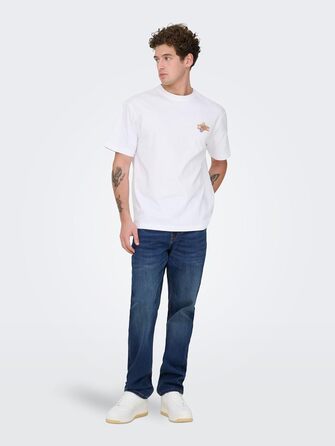 Джинси чоловічі Only Sons O&S Slim Fit Stone Washed Denim Stretch 33W/32L Середньо-сині
