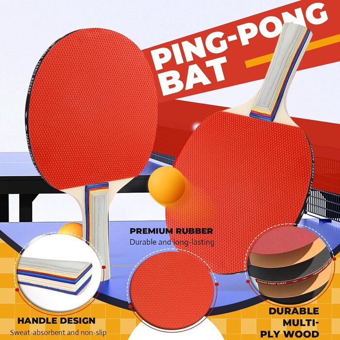 Набір для настільного тенісу CHRI: 2 ракетки, сітка, 6 м'ячів, сумка. Підходить для дітей та дорослих