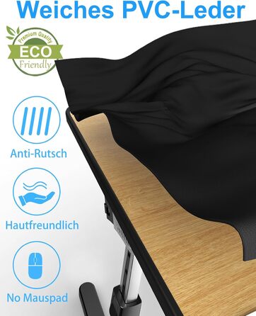 Стіл для ноутбука Potuopy з регульованою висотою та кутом нахилу, складний, великий розмір (60*40 см), чорний, з еко-деревом для роботи, читання та їжі на ліжку/дивані