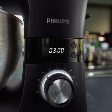 Кухонна машина Philips 7000 Series 5,5 л, 1000 Вт, 8 швидкостей, ProKnead, LED таймер, насадки для замішування та збивання, HR7962/01