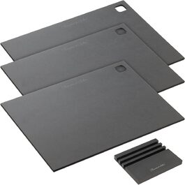 Rosenstein & Söhne Cutting Boards Wood: Set of 3 Wood Fiber Cutting Boards with Stand, 37 x 27.5 x 0.6 cm (Household Wood Cutting Boards, Large Kitchen Board)…