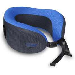 Blue Dreamer Travel Neck Pillow - Memory Foam Airplane Pillow for Travel with Breathable Mesh Fabric, Removable Cover, High Comfort & Support, Easy Storage
