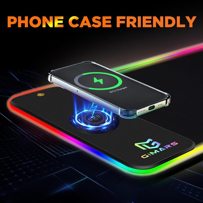 Килимок для миші ігровий Gimars RGB XXL, 800x300x5 мм, з підсвічуванням 12 LED, вологостійкий, з гумовою основою, чорний