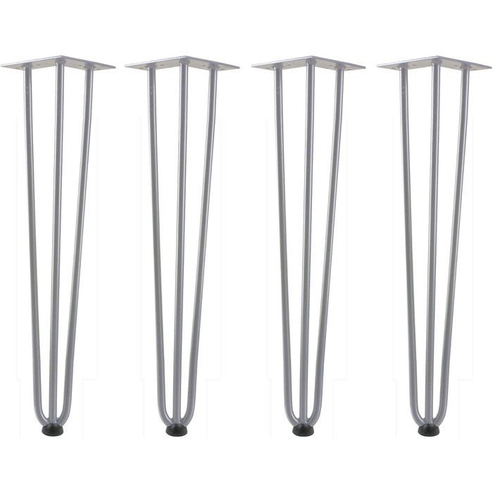 Набір ніжок Zelsius Hairpin 60 см, сталь, сірі – ніжки для столу, меблів, DIY, з захистом підлоги