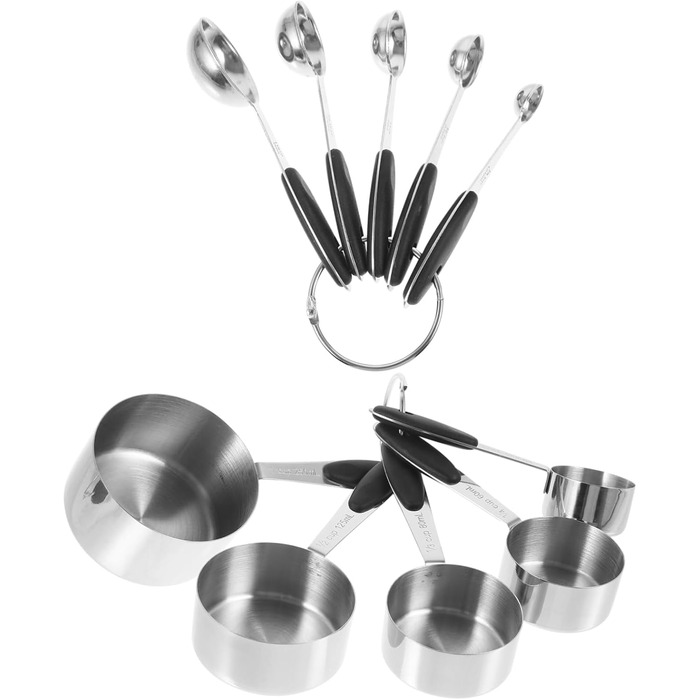Cabilock 3-Piece Measuring Spoon Set, Stainless Steel Kitchen Helper Set, Kitchen Utensil Set, Measuring Spoons Set, Dessert Cups with Lid, Measuring Spoon Cup, Stainless Steel