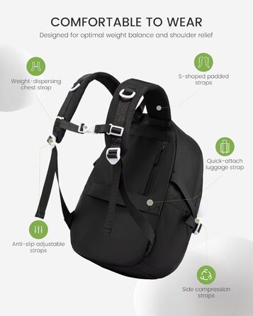 Шкільний рюкзак LOVEVOOK для підлітків та дівчаток, 5 клас, з нагрудною стрічкою, легкий, 15.6', чорний