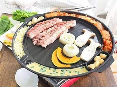 Сковорода-гриль Queen Sense для корейського барбекю Samgyeopsal, антипригарна, для плити, з системою відведення жиру