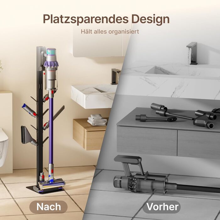 Стійка для пилосогів Dyson Gen5, V15, V12, V11, V10, V9, V8, V7, V6, Tineco S11, A10, A11, Eureka NEC180/280TL з 8 гаками, на підлогу, без свердління