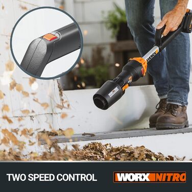 WORX Nitro 18V (20V MAX) Battery Leaf Blower, PowerShare, Brushless Motor 2.0, max. 209km/h Air Speed, 2-Speed Control, tool only, WG543E.9