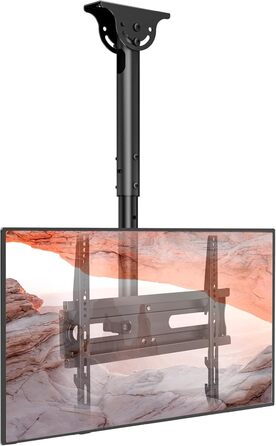 Adjustable TV Ceiling Mount for LED, LCD, OLED, and Plasma TVs - 26-65 Inch, 50kg Capacity, 400x400mm VESA, Black (AX11TB01)