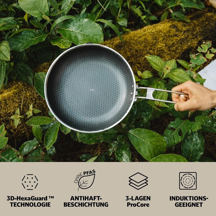 Набір посуду для кемпінгу Campo Libre Enzo I з нержавіючої сталі (6 або 8 предметів) | Індукційний посуд для кемпінгу | Посуд для приготування їжі на відкритому повітрі | Каструля, сковорода 24 см