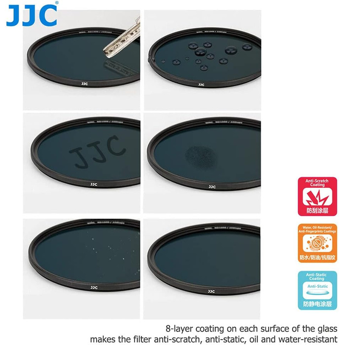 Фільтр ND64 JJC Graufilter, 77 мм, ультратонкий, багатошарове покриття, HD, оптичне скло, для професійної фотографії