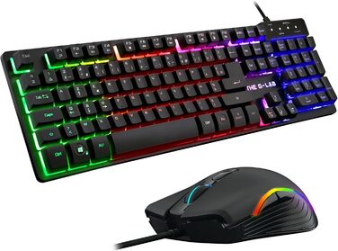 G-LAB Combo Krypton – Ігрова клавіатура та миша AZERTY USB з Anti-Ghosting, RGB-підсвічування, 6 кнопок, 3200 DPI (чорний)