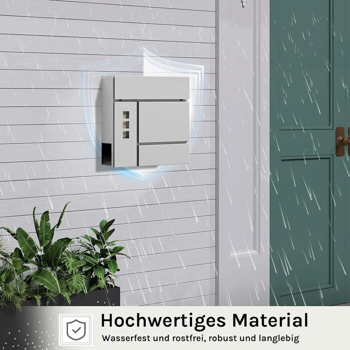 Поштовий ящик WOLTU XXL з відділенням для преси, захистом від реклами, оглядовим вікном, замком (2 ключі), антрацит (сірий) 37x37x10.5 см