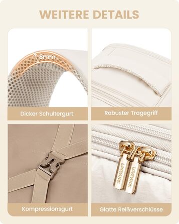 Рюкзак для ручної поклажі OVEVOOK для жінок, 40 л, для подорожей, з відділенням для взуття, для ноутбука 17 дюймів, водонепроникний, для бізнес-поїздок та вихідних (білий, L)