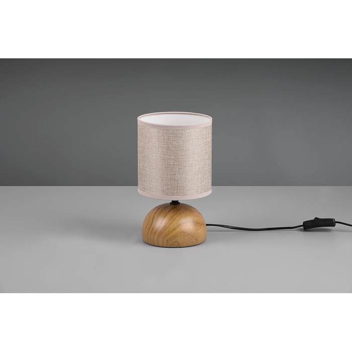 Настільна лампа Reality Luci R50351035 з керамічним цоколем та абажуром з тканини кольору бежевого, патрон E14, колір дерева