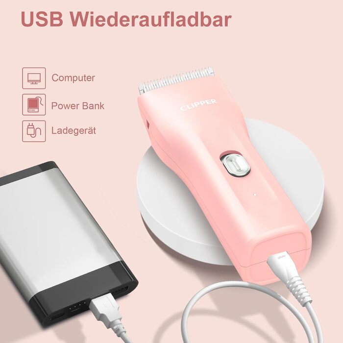 Професійна машинка для стрижки собак з густим хутром, бездротовий набір для грумінгу котів та собак, акумуляторна машинка для стрижки собак, котів, кроликів (Рожева)