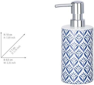 Дозатор для мила WENKO Lorca з кераміки, 0.36 л, блакитний, 18 x 7 x 8.5 см