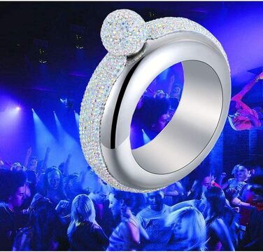 Набір флакон-термос Qingo з браслетом та перснями, 100 мл, нержавіюча сталь, чорний з кришкою зі стразами