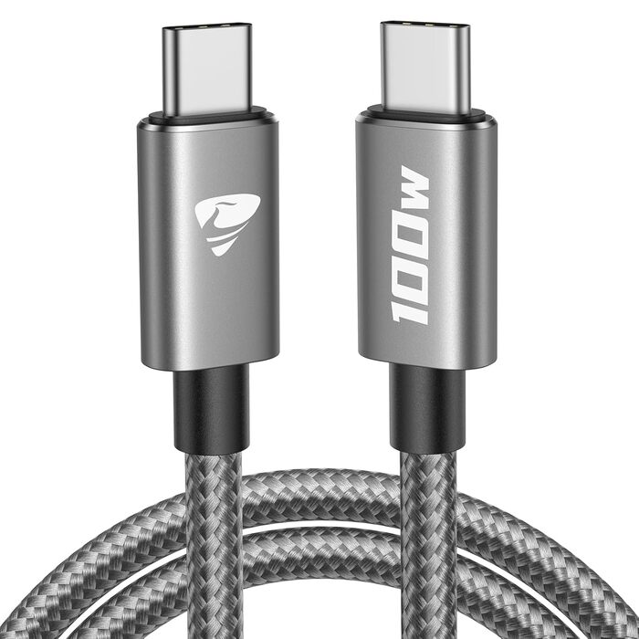 Кабель USB-C на USB-C 100W, 2 шт. (1м, сірий) - для iPhone, Samsung, iPad, MacBook, Pixel, Switch