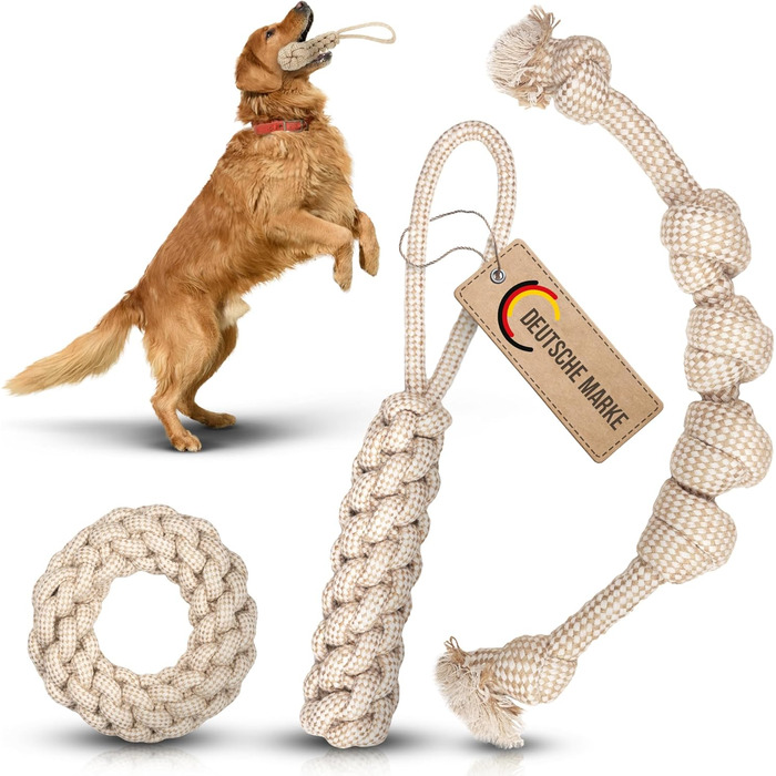 Petaureus Premium Dog Toy Large Dogs Set: Durable Puppy Toy Made of Cotton & Hemp - Ideal for Medium to Large Dogs & Active Puppies