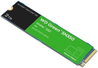 WD Green SN350 2TB NVMe SSD - Внутрішній SSD накопичувач M.2 2280, PCIe Gen3, QLC, до 3200 МБ/с