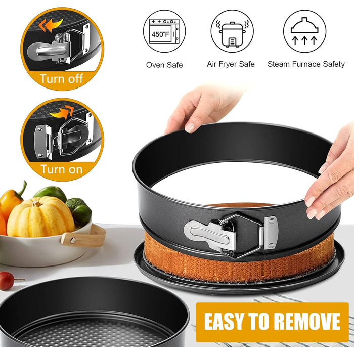 Форма для випічки Springform 22 см з плоским дном, кругла, з антипригарним покриттям, чорна