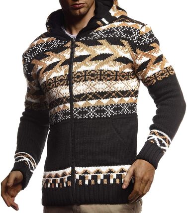 Чоловіча в'язана куртка Leif Nelson з капюшоном, зимова куртка-норевка, чорний колір, артикул LN20756 (XXL)