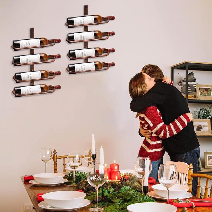 Настінна вітрина для вина з металу на 8 пляшок, металевий вітринний стеллаж для вина