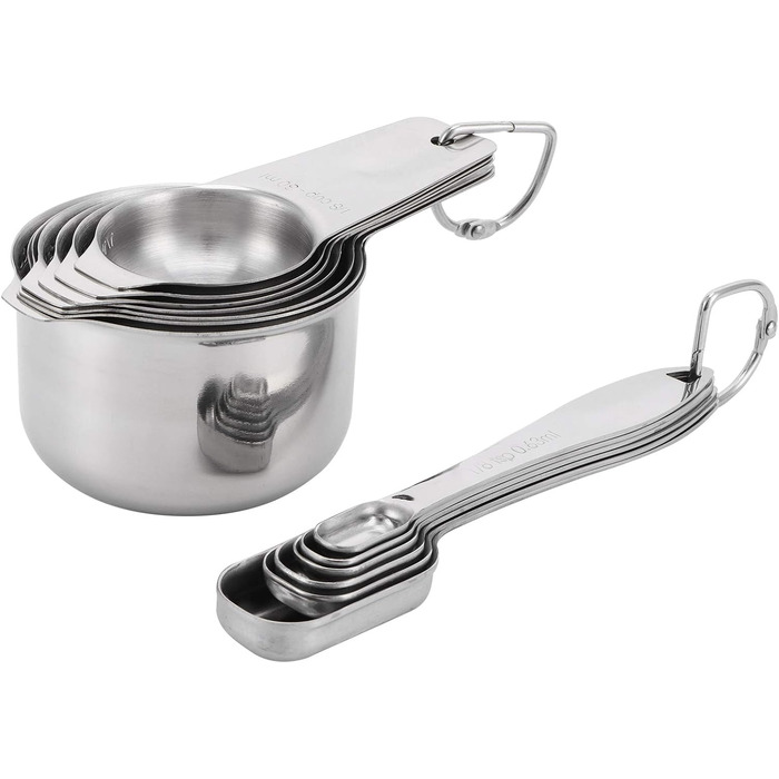 Germerse Measuring Cups Baking Tools High Hardness Stainless Steel Kitchen Baking Accessories 13 Piece/Set Kitchen Utensils Restaurant for Home Kitchen